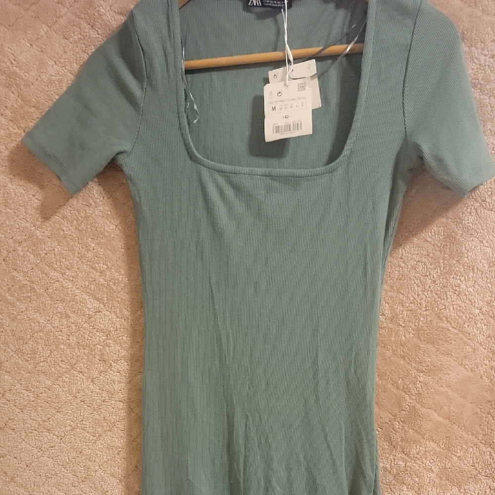 Forever 21 Green Ribbed Fitted Dress